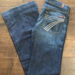 7 For All Mankind Dark Blue Dojo Wide Leg Jeans